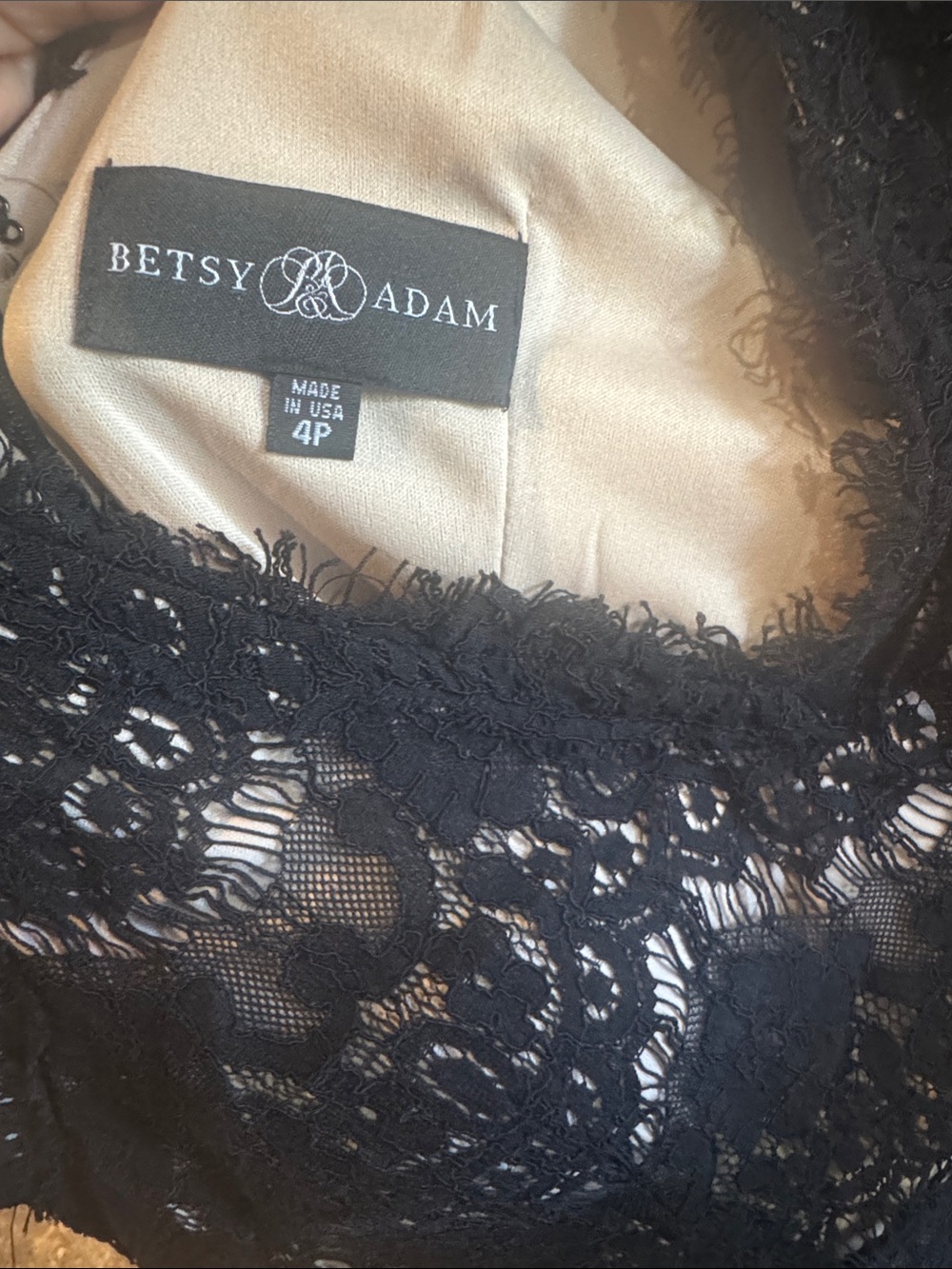 Betsy & Adam Black Lace Chemise with Cream Lining